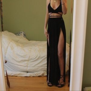 Boohoo Black Wrap Set
